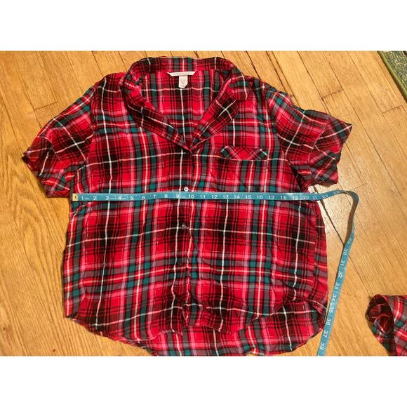 Victorias Secret Red Flannel Pajama Set Holiday Cozy Womens Size Large - Picture 3 of 9